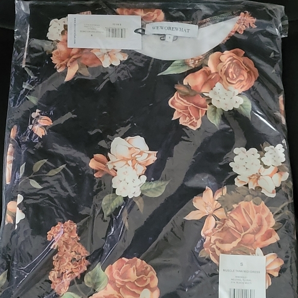 WeWoreWhat muscle tank midi dress longer length floral print Size small NWT - Picture 3 of 6